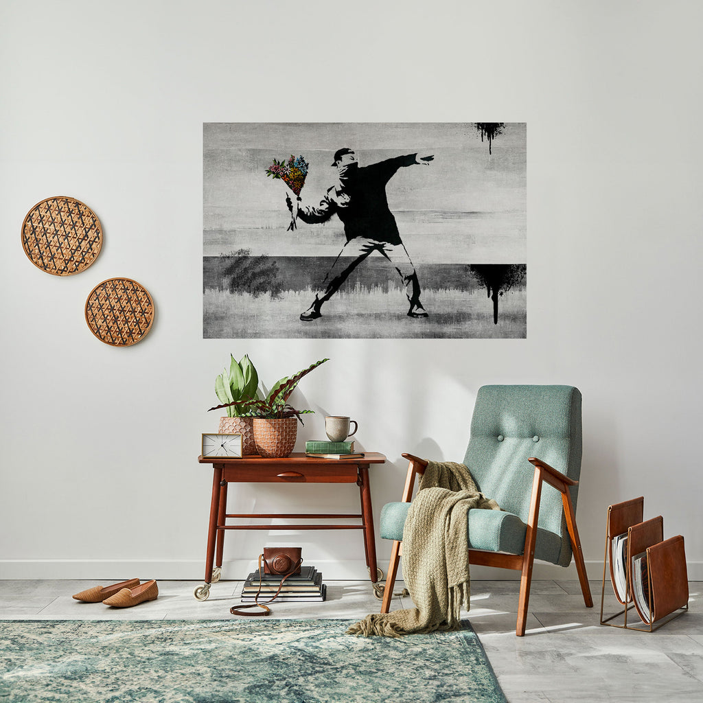 FLOWER BOMBER (BANKSY) Peel and Stick Horizontal Poster