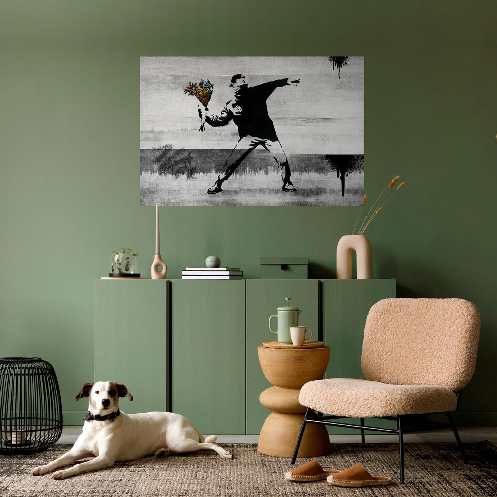 FLOWER BOMBER (BANKSY) Peel and Stick Horizontal Poster