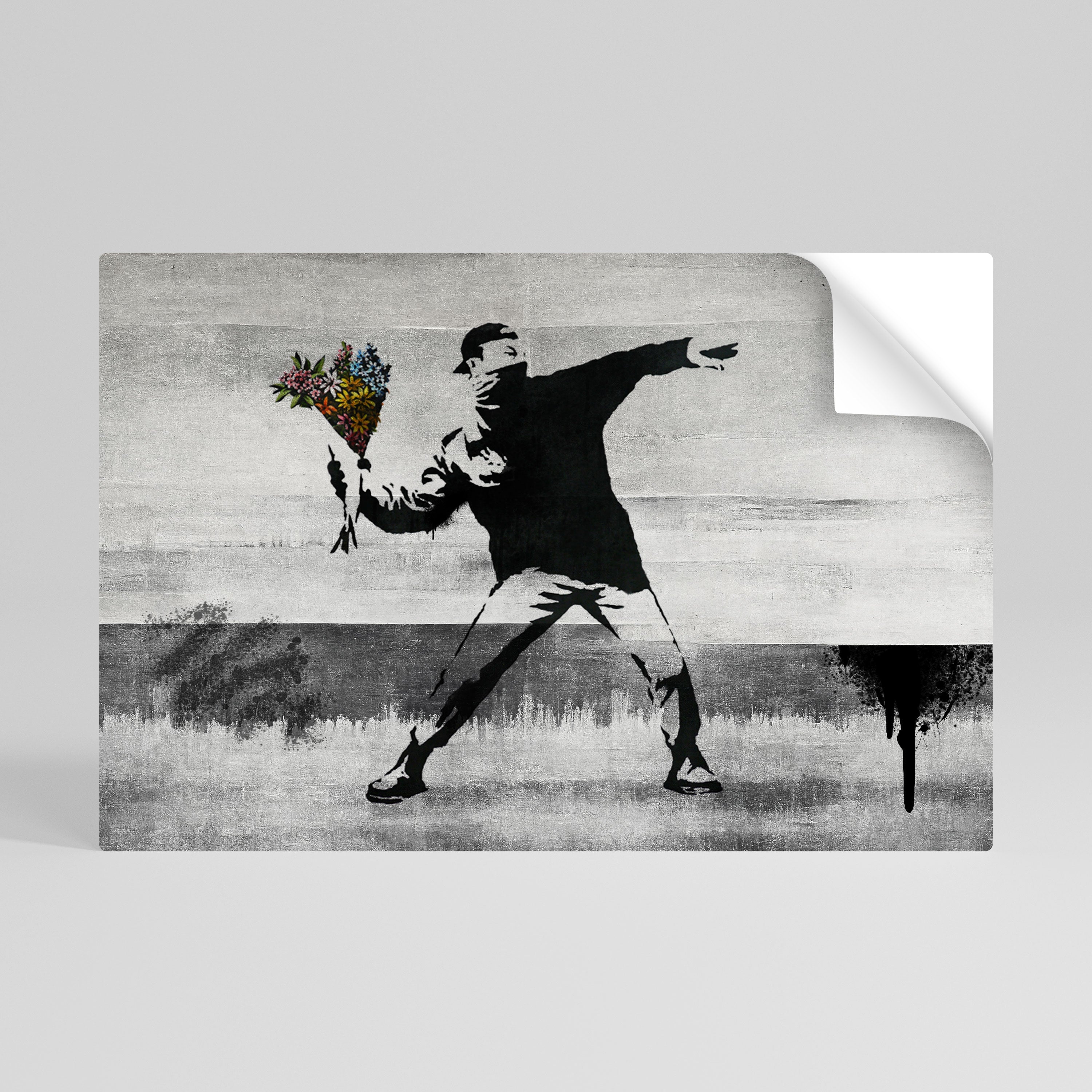FLOWER BOMBER (BANKSY) Peel and Stick Horizontal Poster