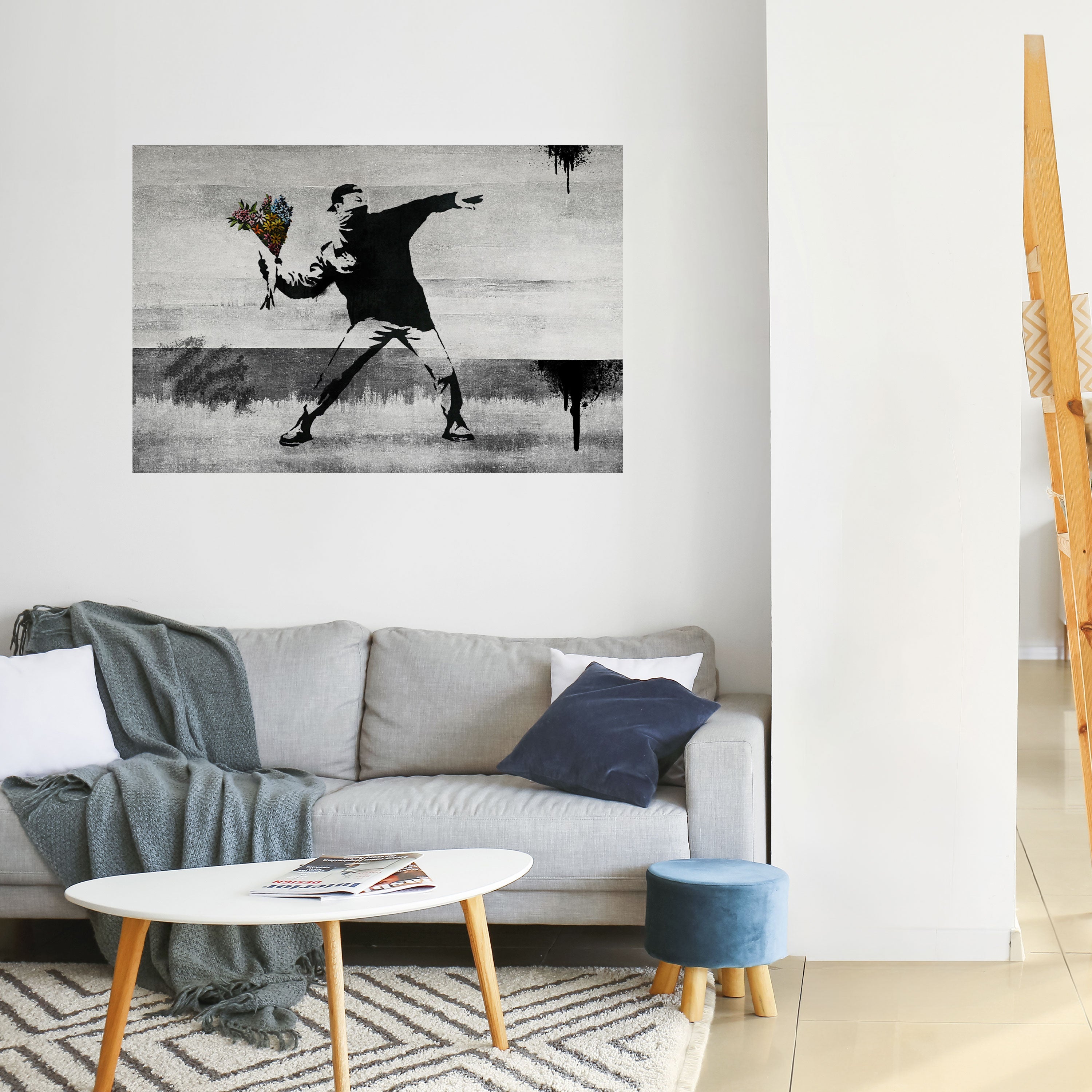 FLOWER BOMBER (BANKSY) Peel and Stick Horizontal Poster