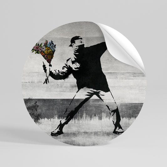 FLOWER BOMBER (BANKSY) Autocolante Redondo Removível