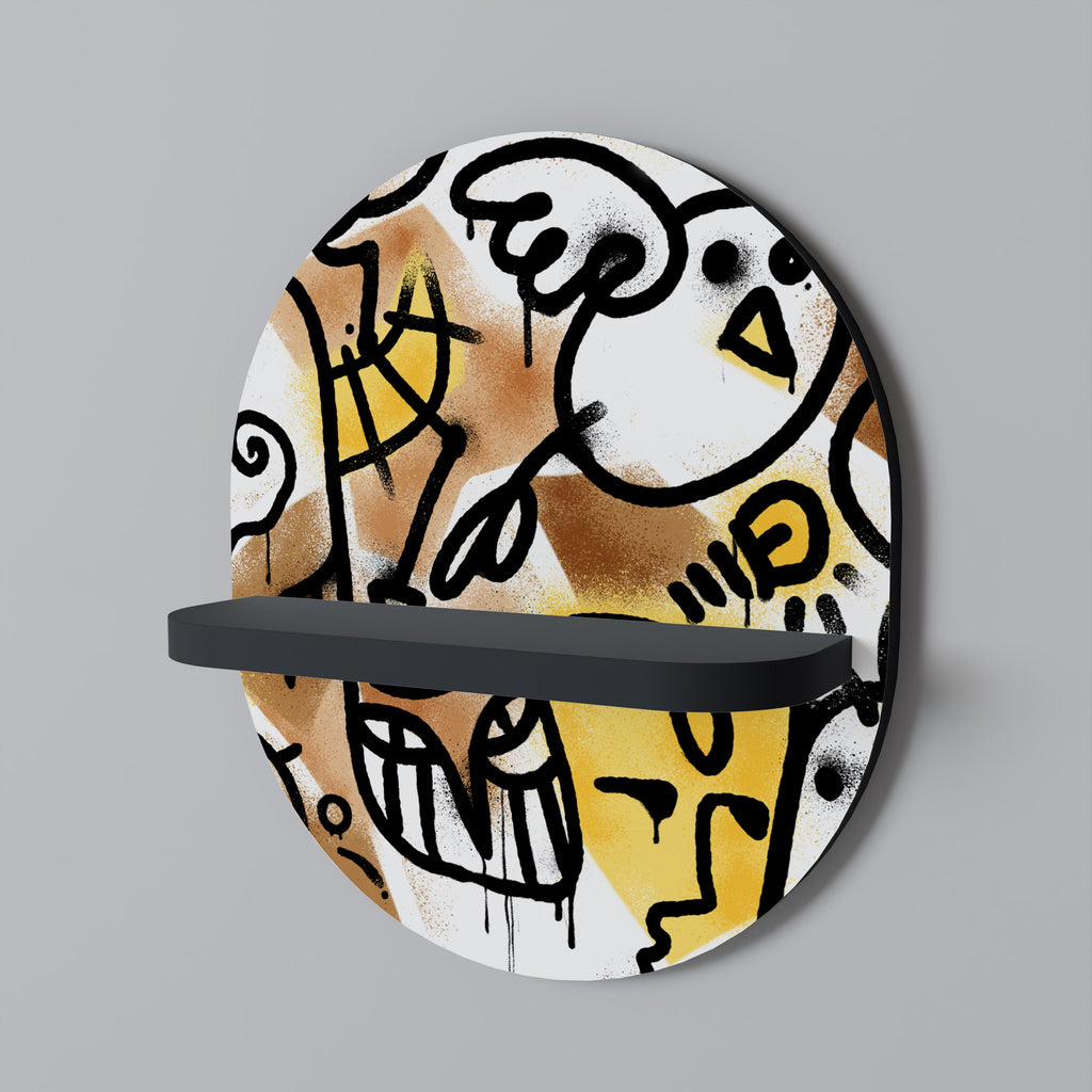 URBAN CANVAS Prateleira Oval Decorativa em Acabamento Preto
