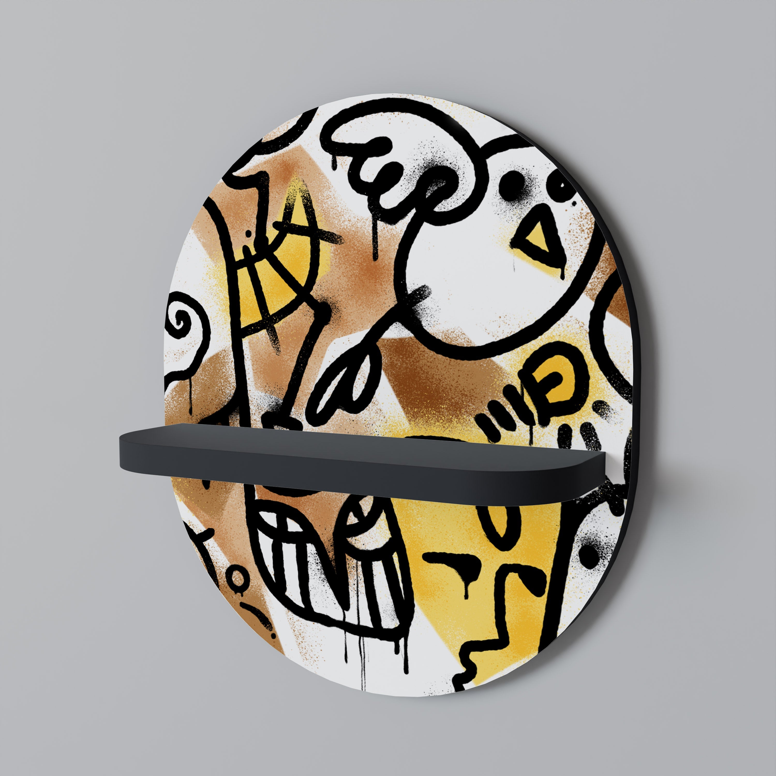 URBAN CANVAS Prateleira Oval Decorativa em Acabamento Preto