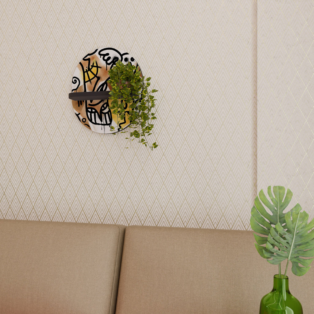 URBAN CANVAS Prateleira Oval Decorativa em Acabamento Preto