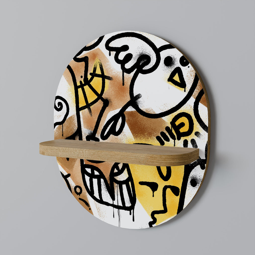 URBAN CANVAS Prateleira Oval Decorativa em Efeito Carvalho