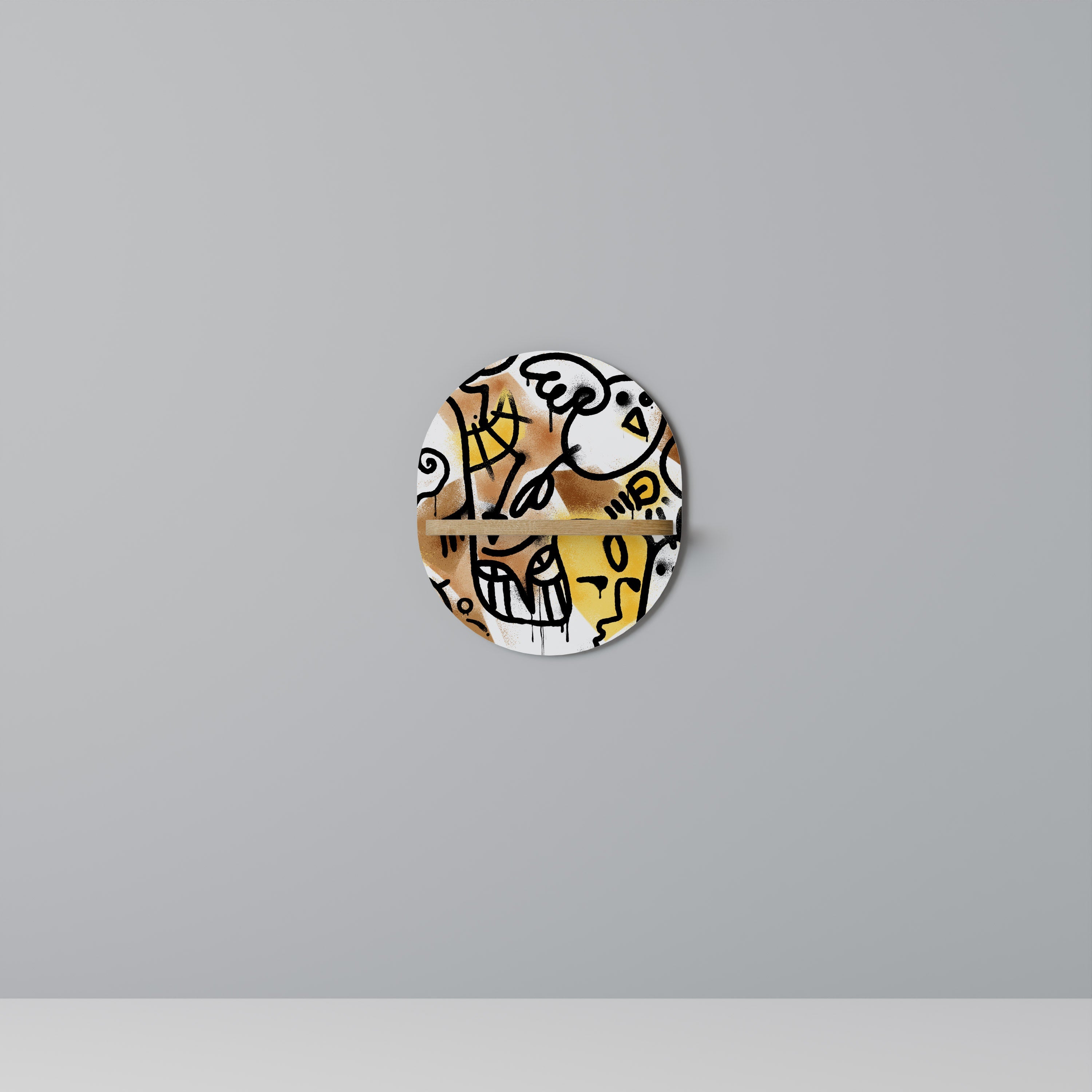 URBAN CANVAS Prateleira Oval Decorativa em Efeito Carvalho