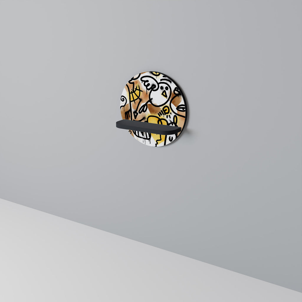 URBAN CANVAS Round Art Shelf In Black Finish