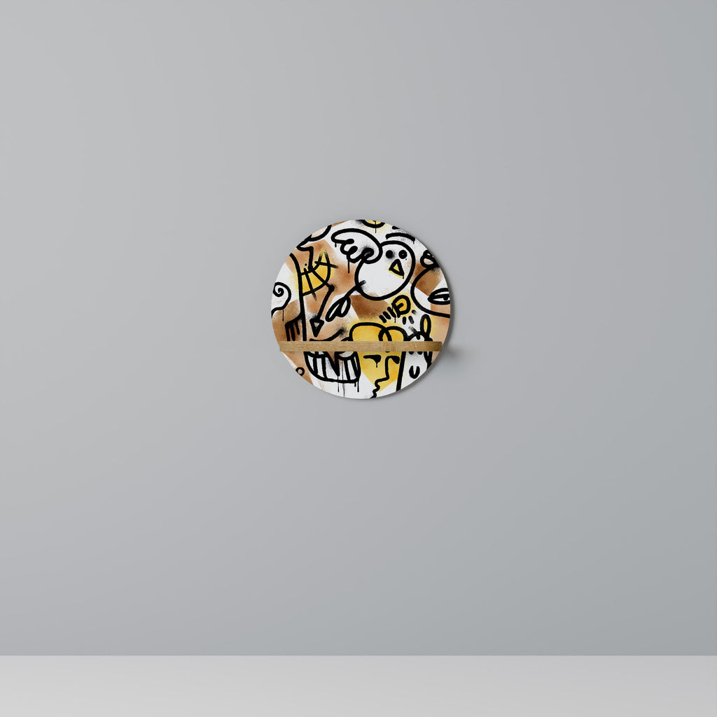 URBAN CANVAS Prateleira Redonda Decorativa em Efeito Carvalho