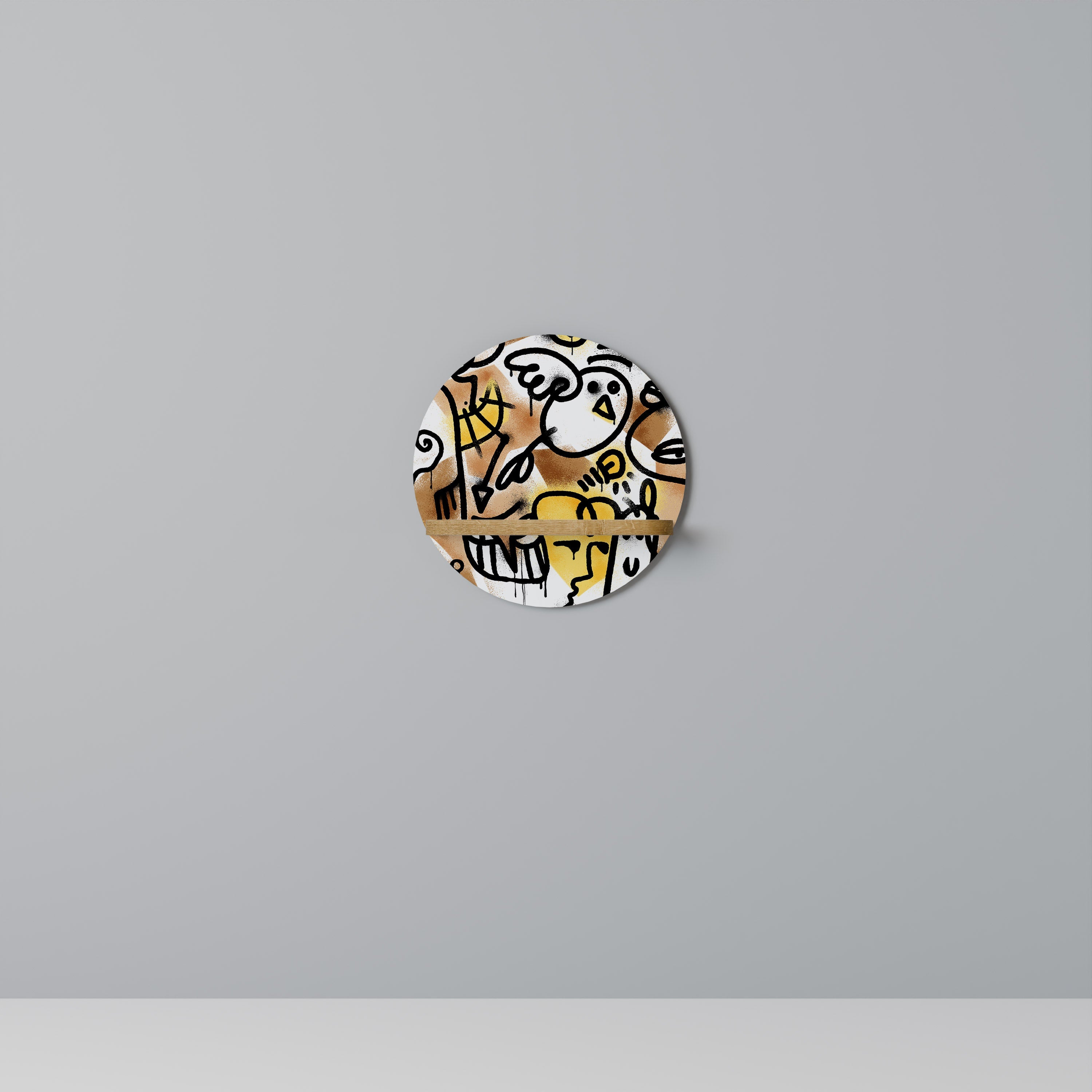 URBAN CANVAS Prateleira Redonda Decorativa em Efeito Carvalho