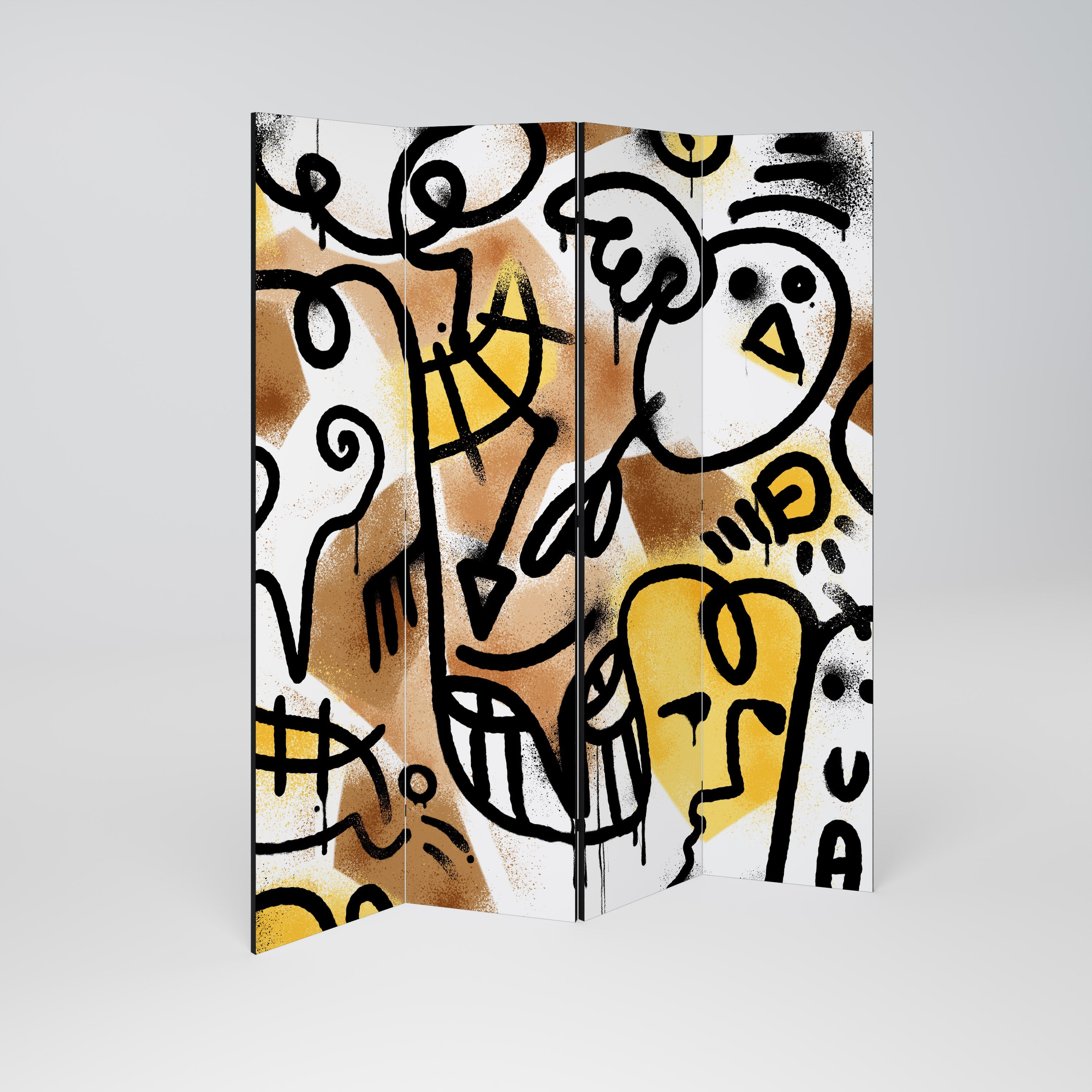 URBAN CANVAS Biombo Decorativo de 4 Painéis