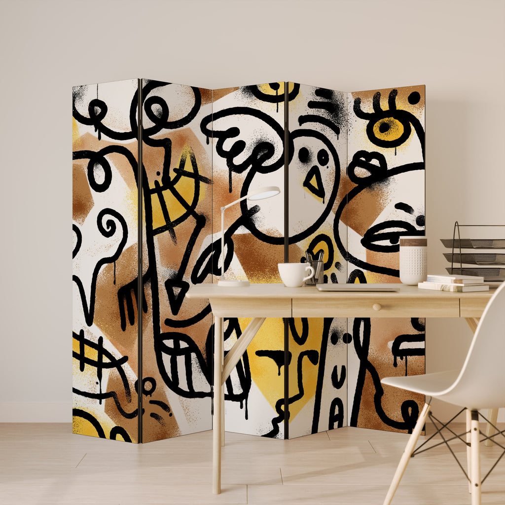 URBAN CANVAS Biombo Decorativo de 5 Painéis