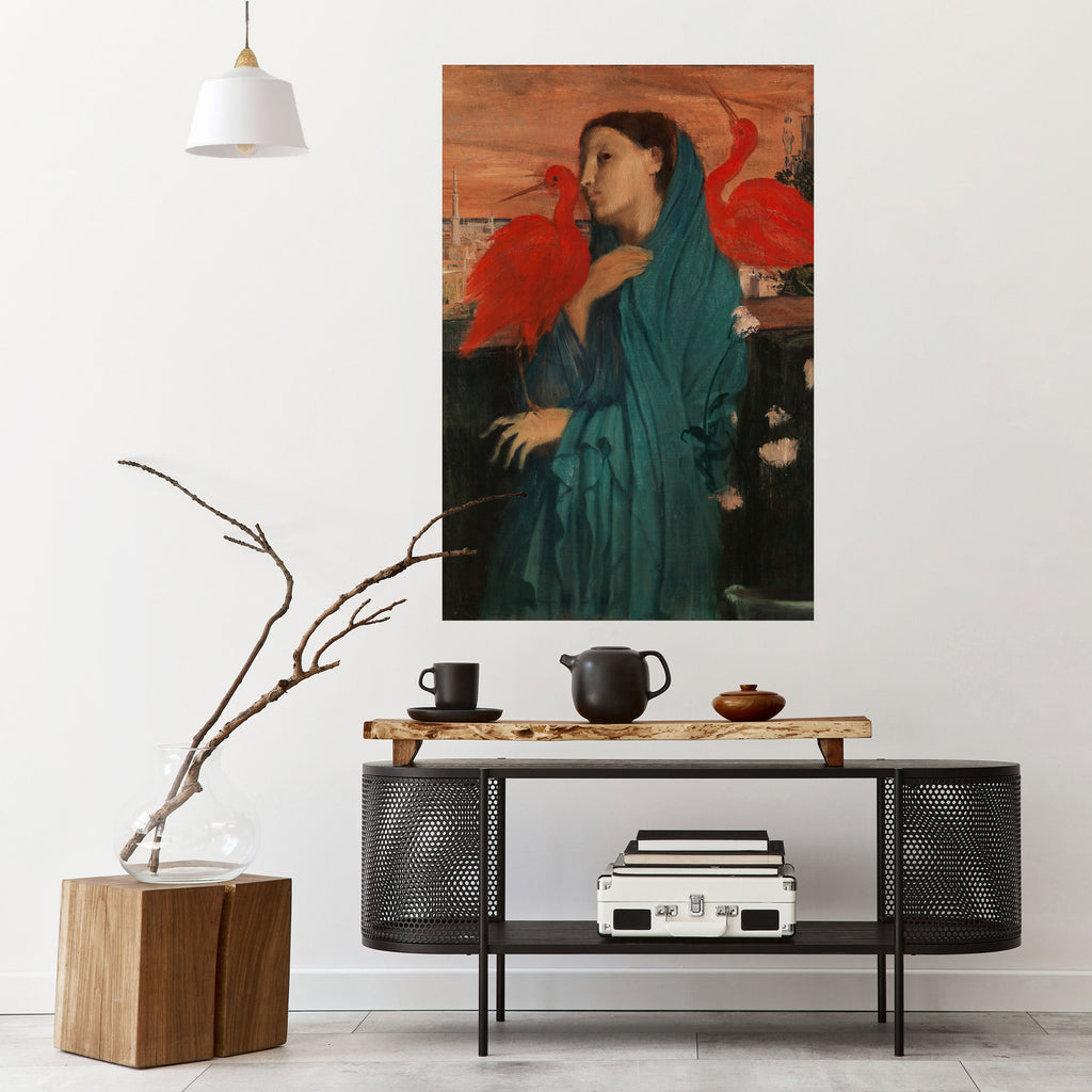 YOUNG WOMAN WITH IBIS Peel and Stick Vertical Poster