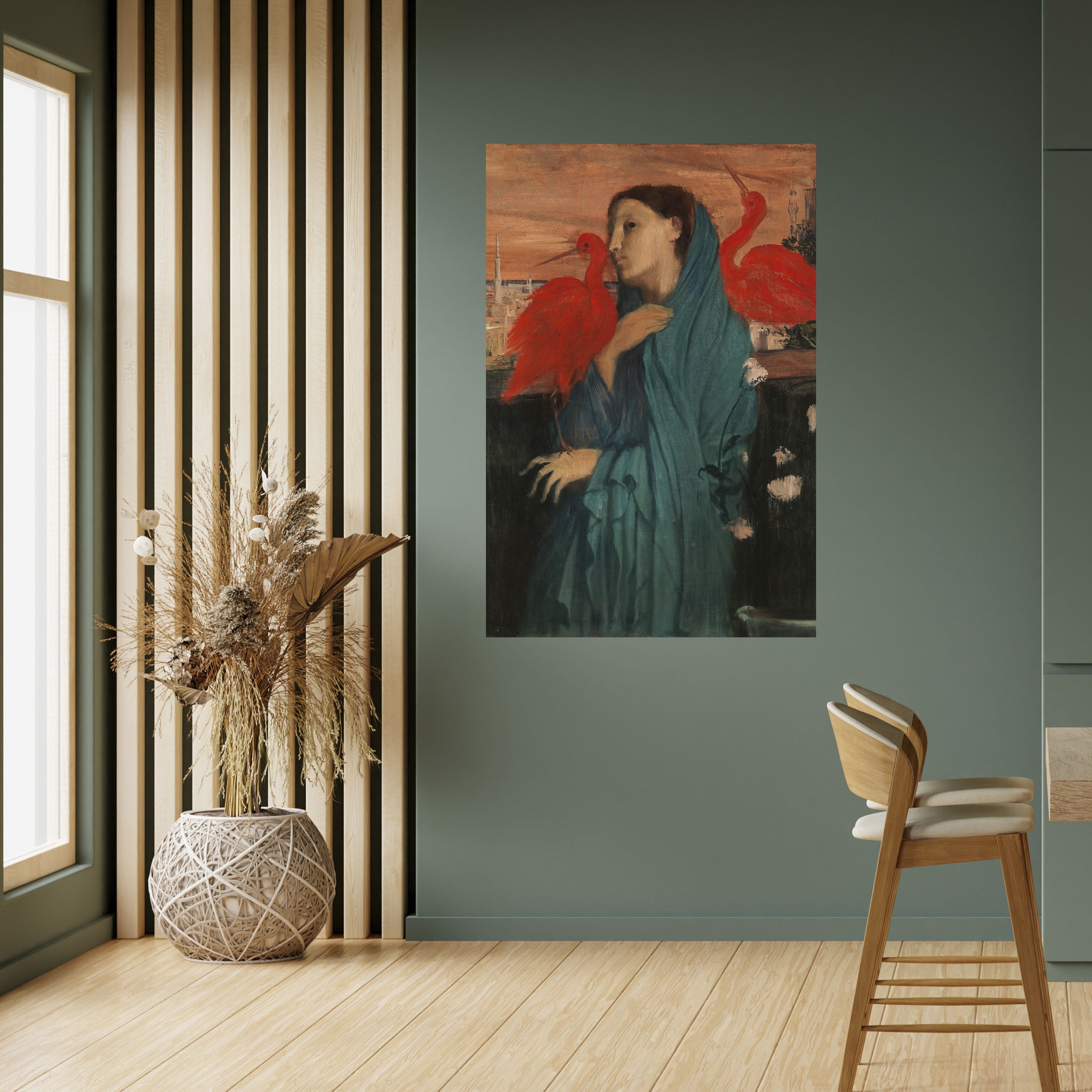 YOUNG WOMAN WITH IBIS Peel and Stick Vertical Poster