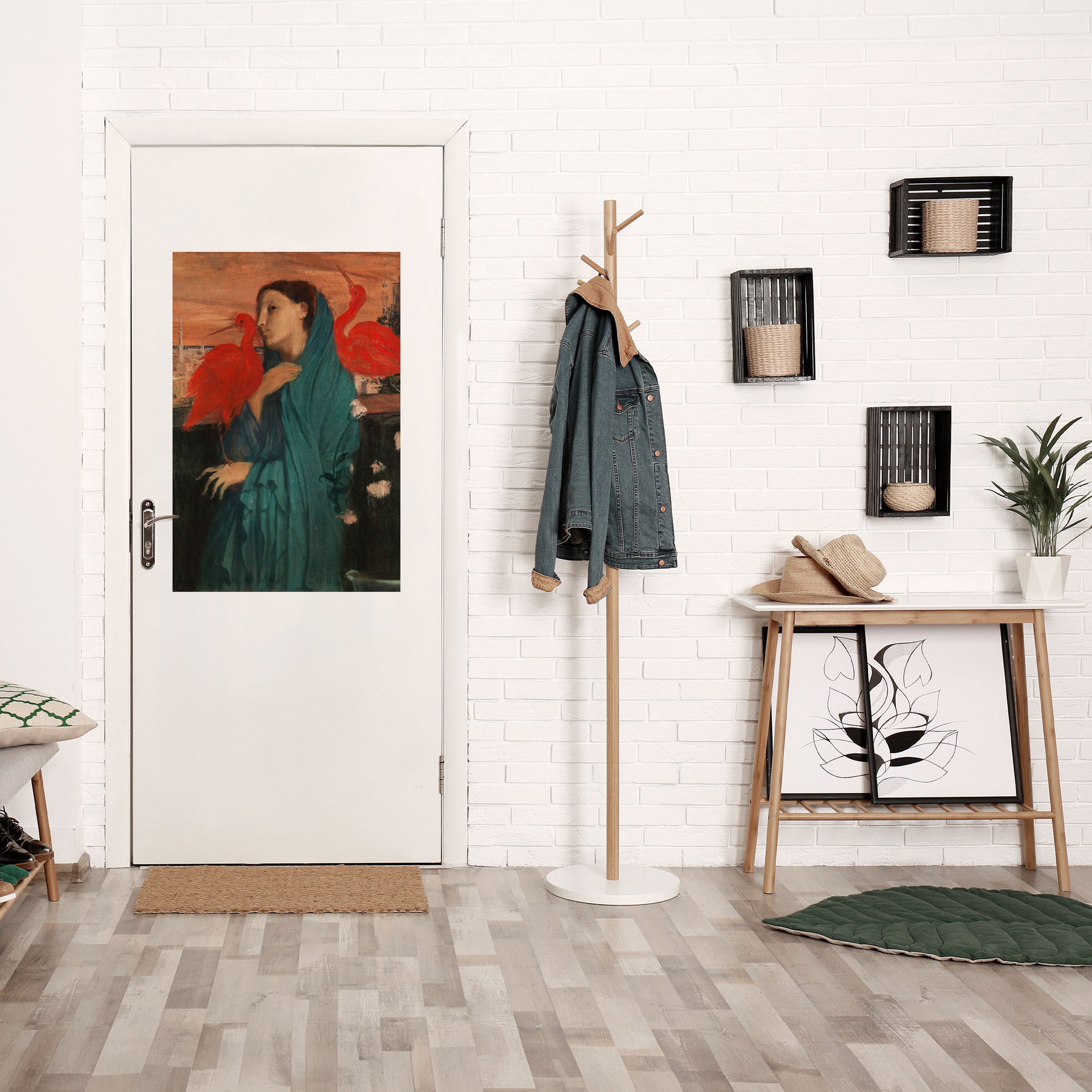 YOUNG WOMAN WITH IBIS Peel and Stick Vertical Poster