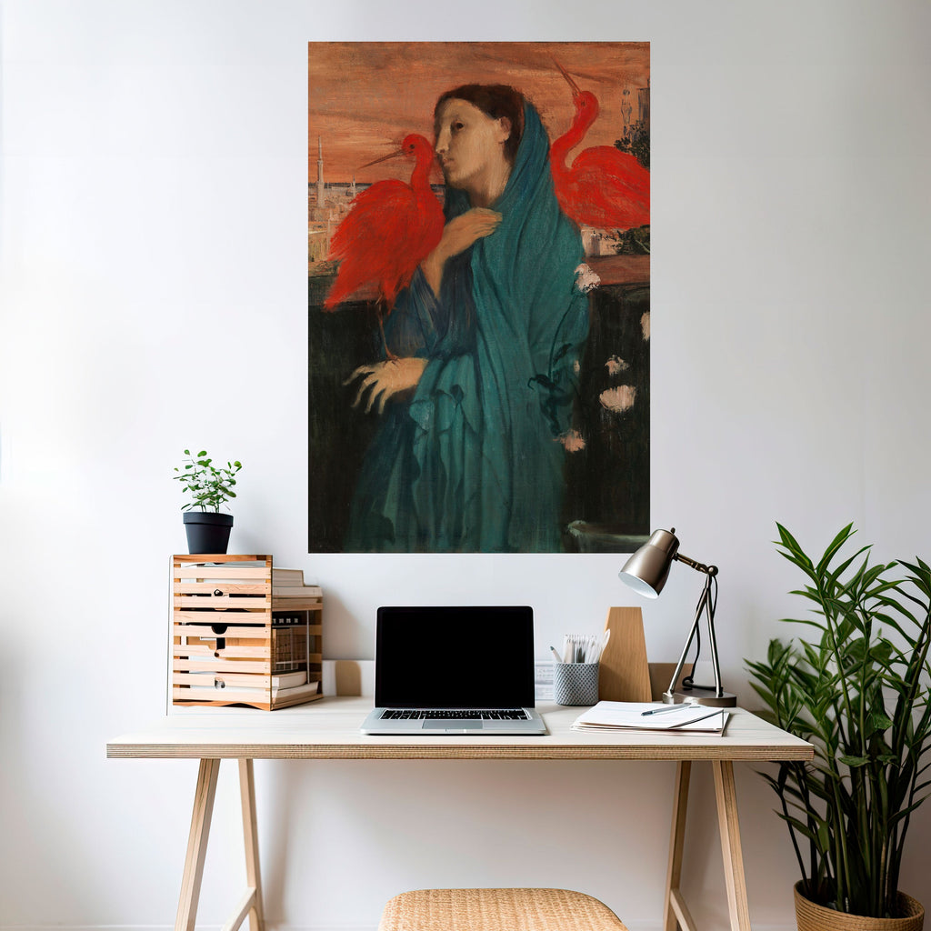YOUNG WOMAN WITH IBIS Peel and Stick Vertical Poster