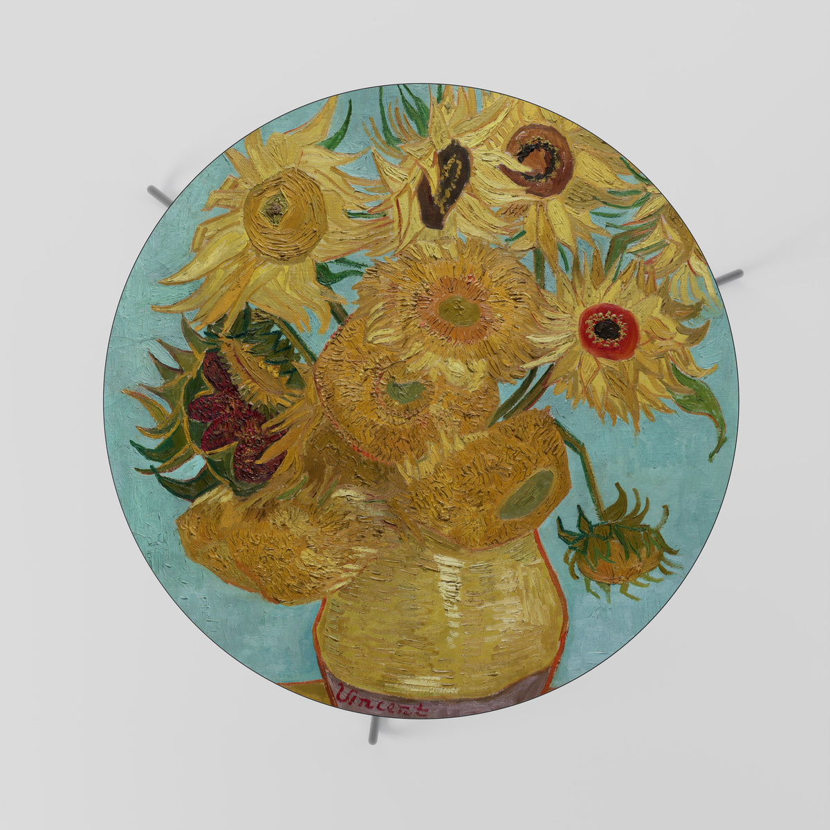 VASE WITH TWELVE SUNFLOWERS Mesa de Centro