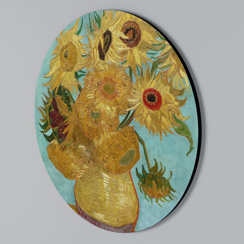 VASE WITH TWELVE SUNFLOWERS Arte de Parede Redonda