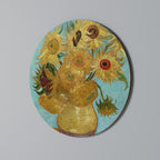 VASE WITH TWELVE SUNFLOWERS Round Wall Art