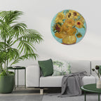 VASE WITH TWELVE SUNFLOWERS Round Wall Art