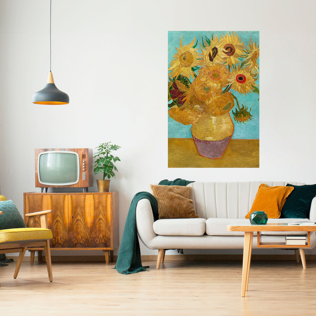 VASE WITH TWELVE SUNFLOWERS Poster Vertical Autocolante