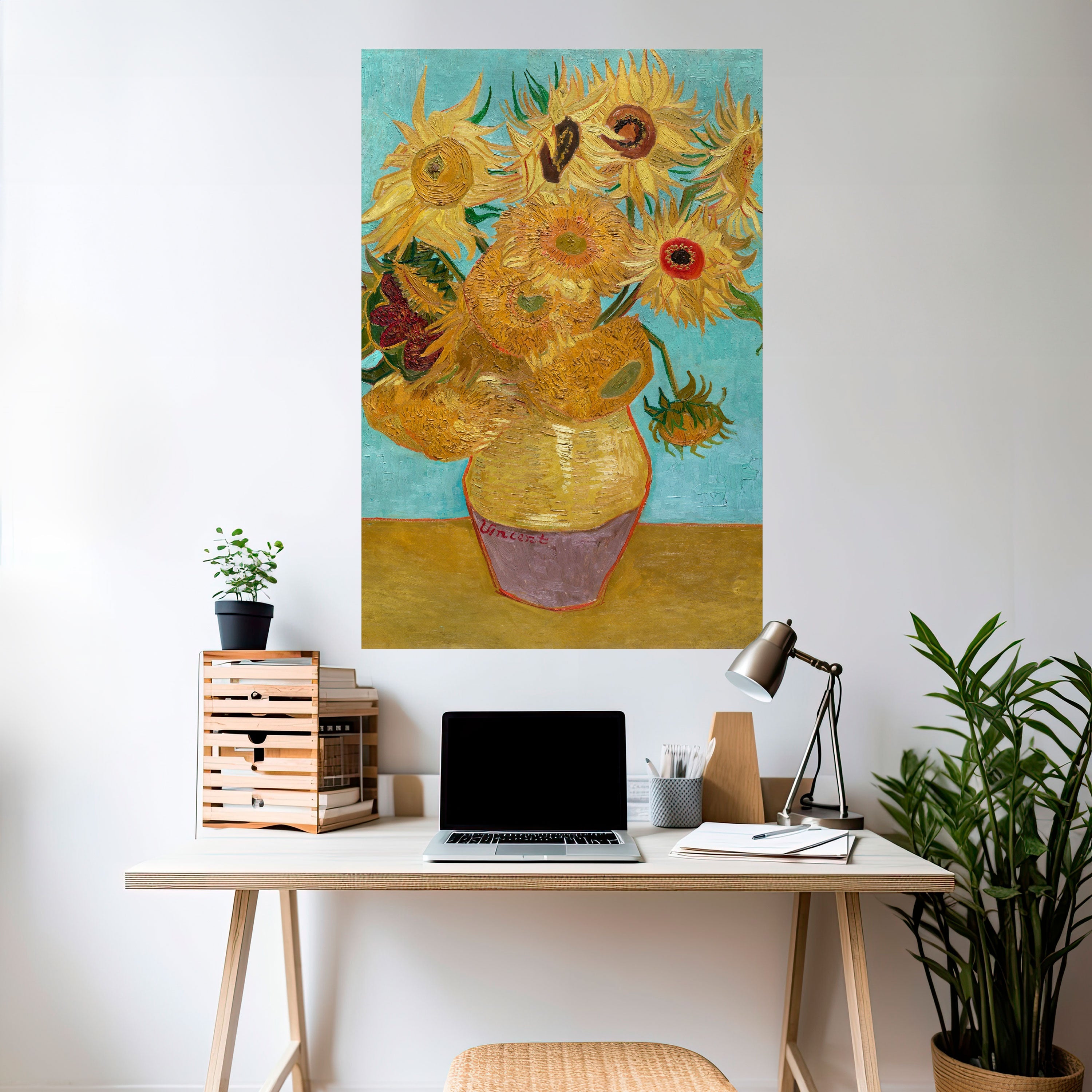 VASE WITH TWELVE SUNFLOWERS Poster Vertical Autocolante