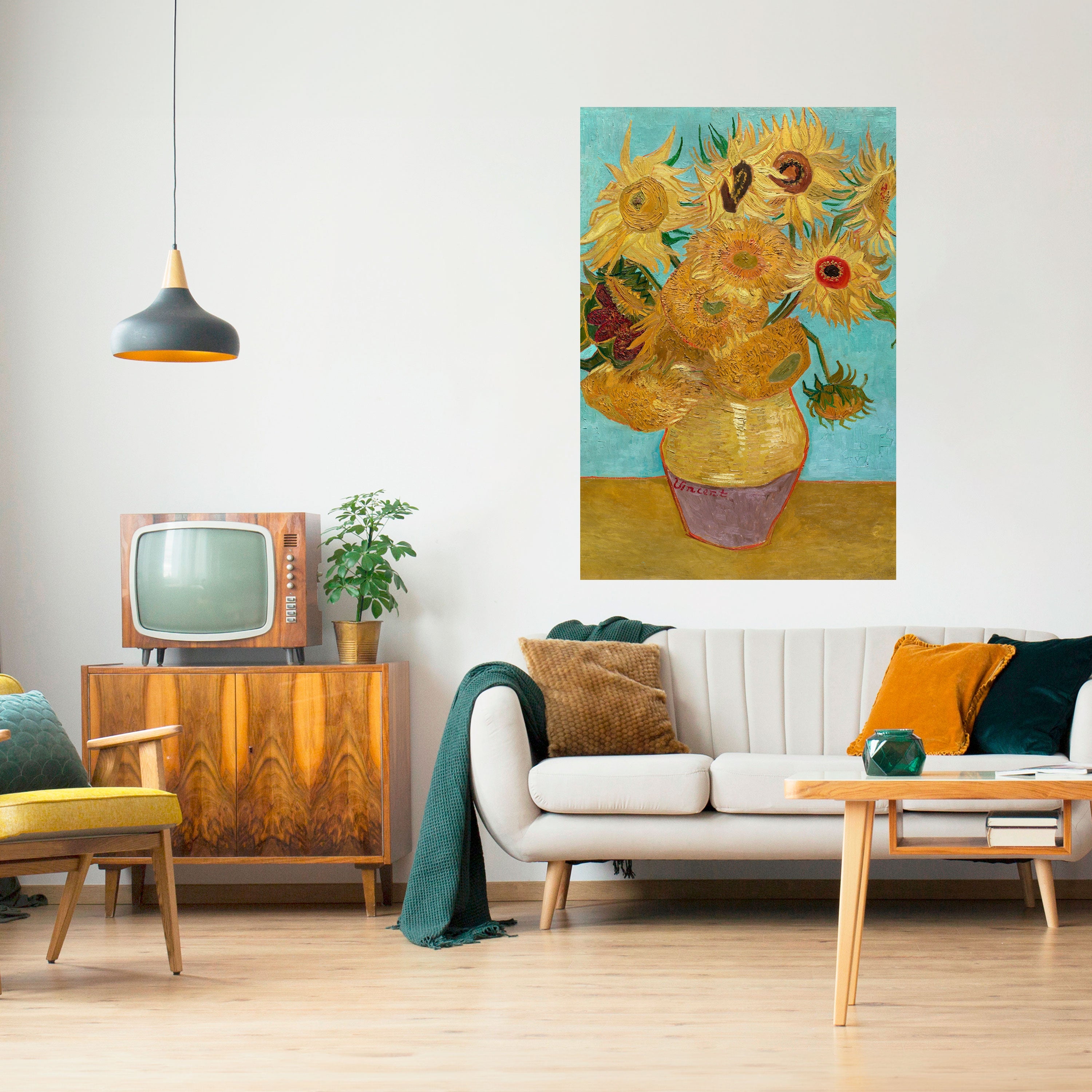 VASE WITH TWELVE SUNFLOWERS Poster Vertical Autocolante
