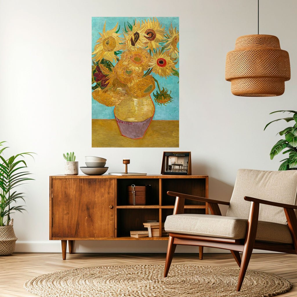 VASE WITH TWELVE SUNFLOWERS Poster Vertical Autocolante