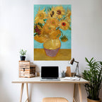 VASE WITH TWELVE SUNFLOWERS Poster Vertical Autocolante