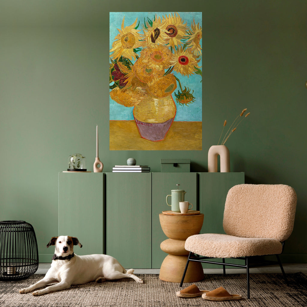 VASE WITH TWELVE SUNFLOWERS Poster Vertical Autocolante