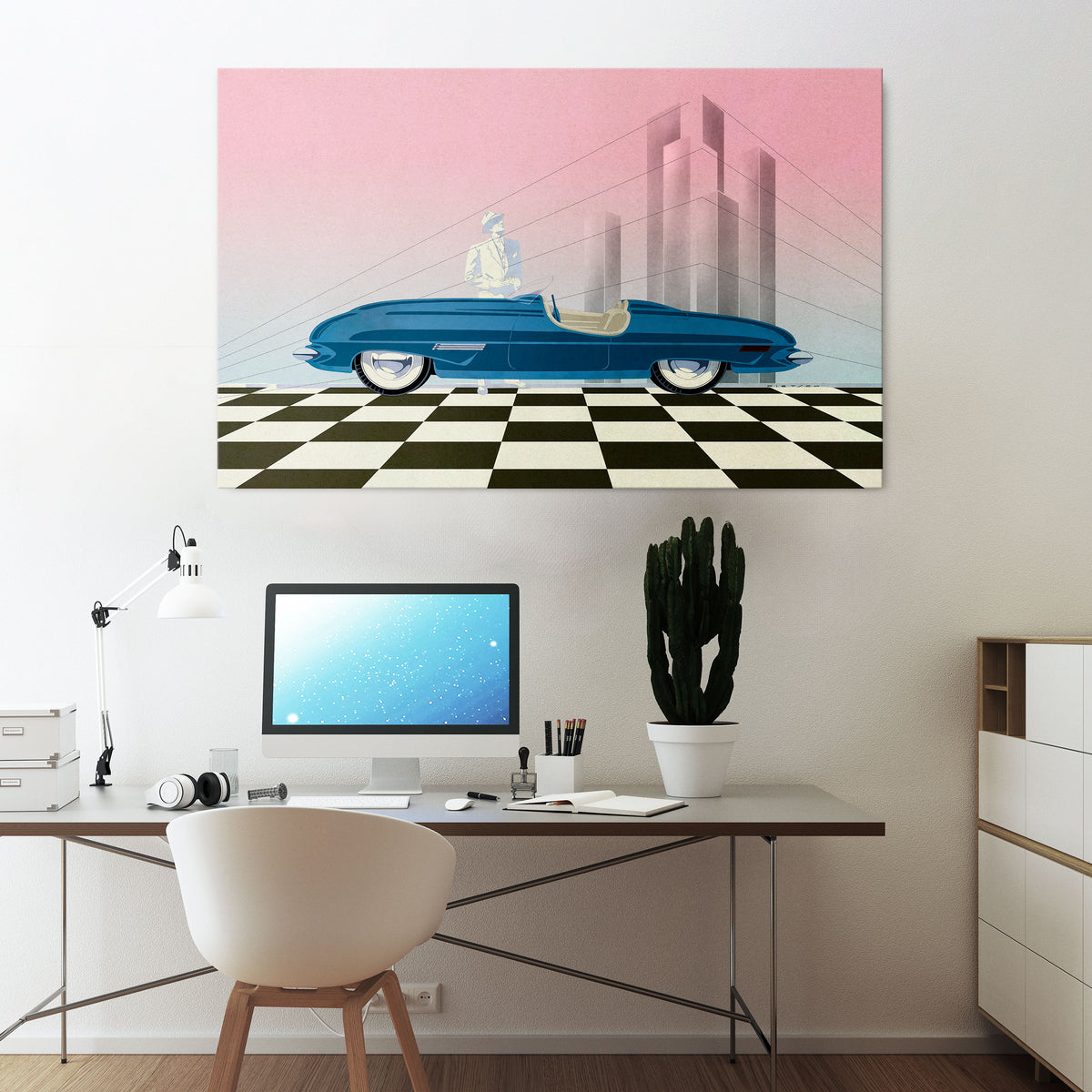BLUE ROADSTER Horizontal Canvas Print