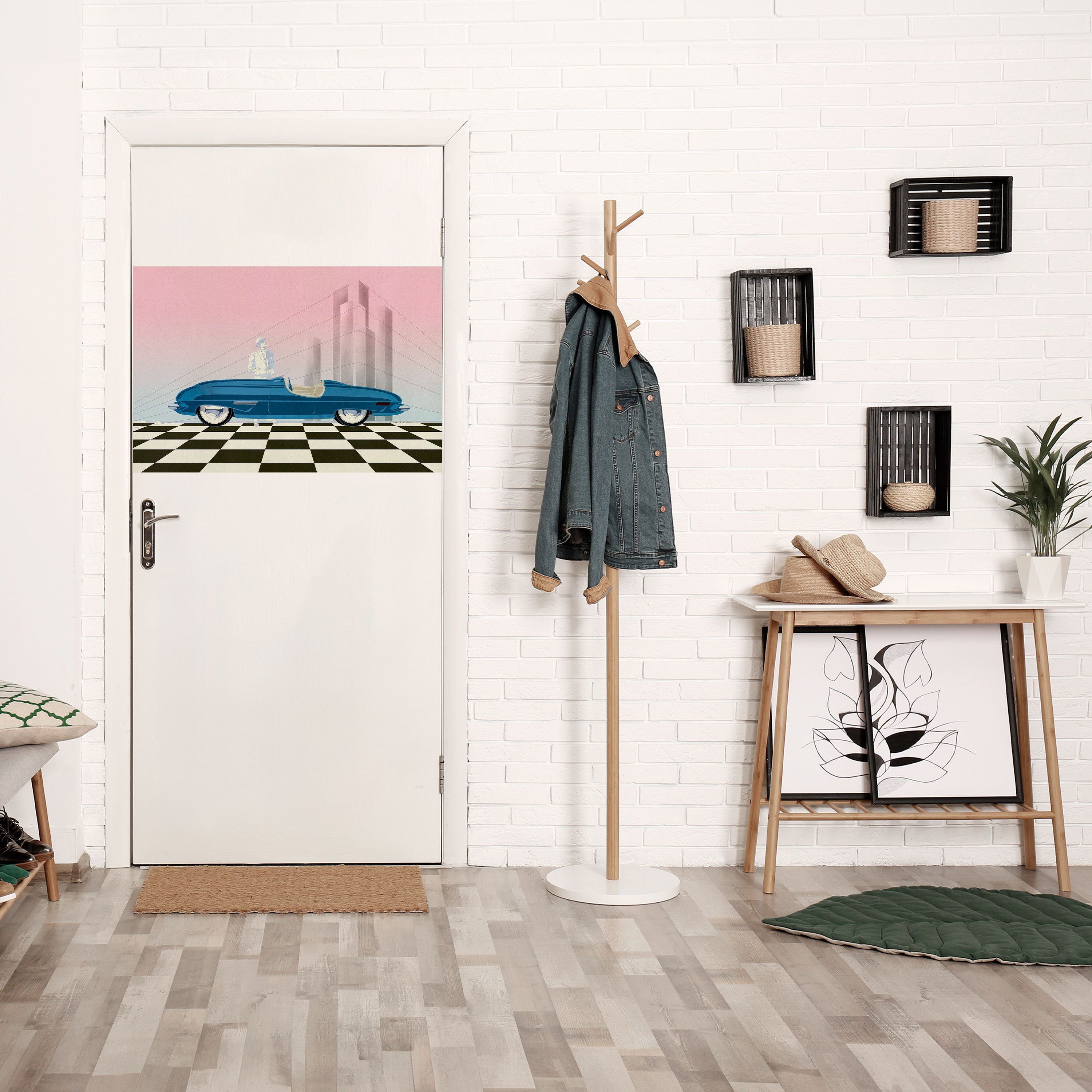 BLUE ROADSTER Peel and Stick Horizontal Poster