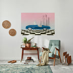 BLUE ROADSTER Peel and Stick Horizontal Poster