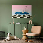 BLUE ROADSTER Peel and Stick Horizontal Poster