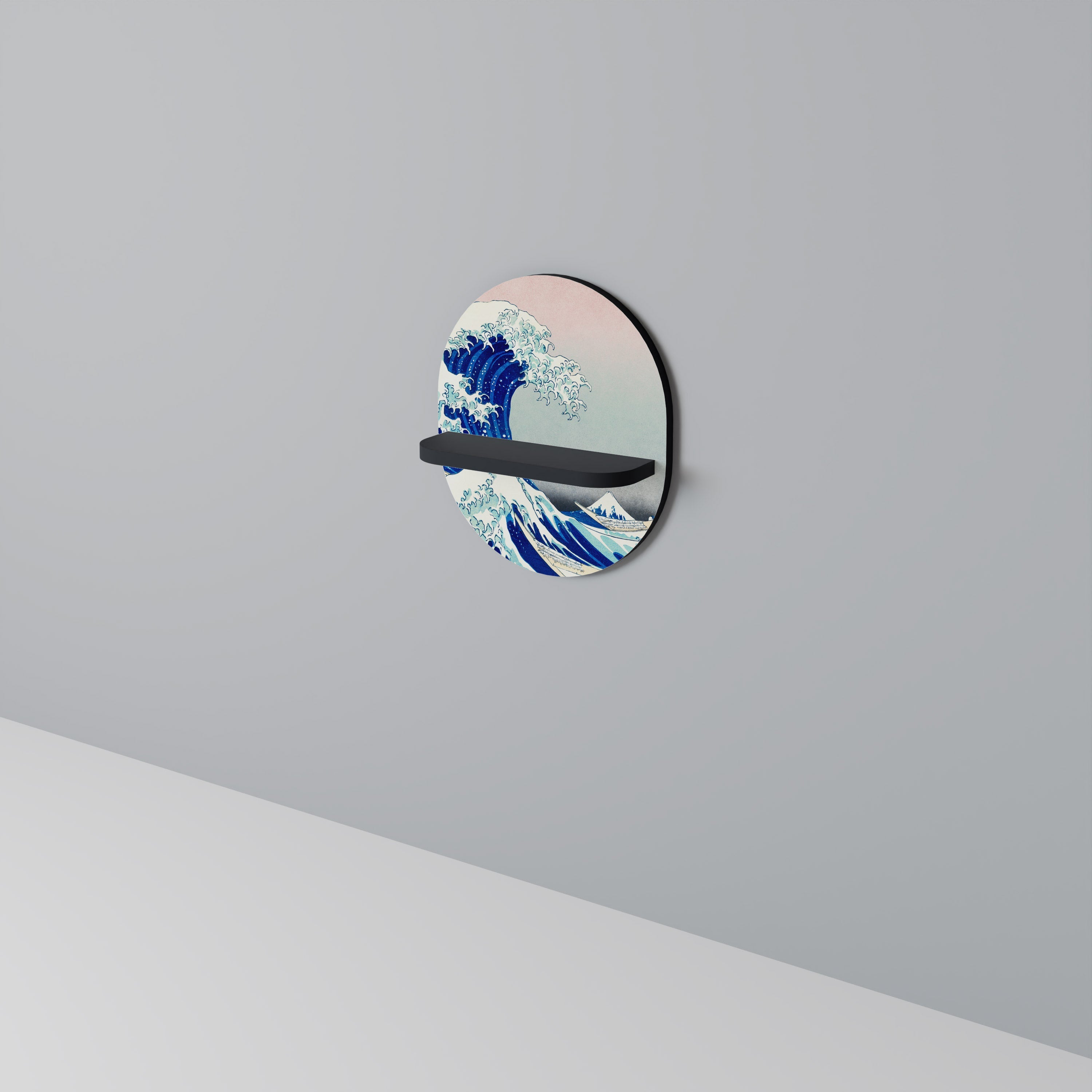 THE GREAT WAVE Prateleira Oval Decorativa em Acabamento Preto