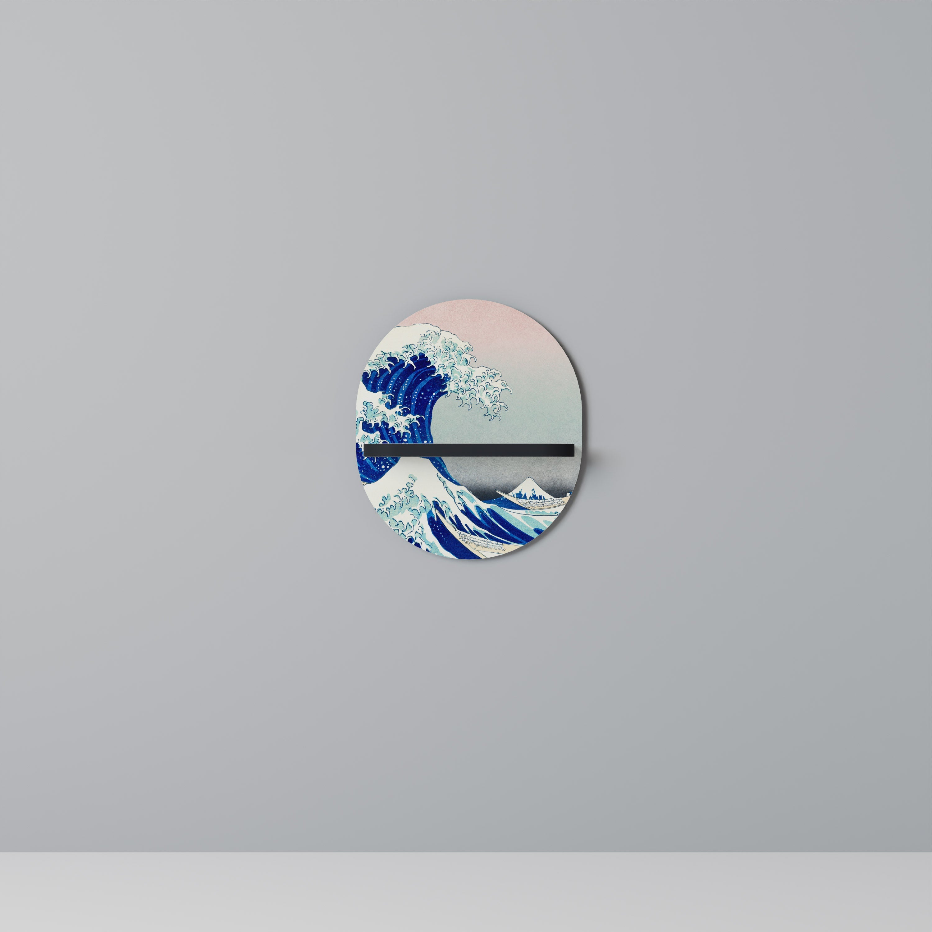 THE GREAT WAVE Prateleira Oval Decorativa em Acabamento Preto