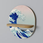 THE GREAT WAVE Prateleira Oval Decorativa em Efeito Carvalho