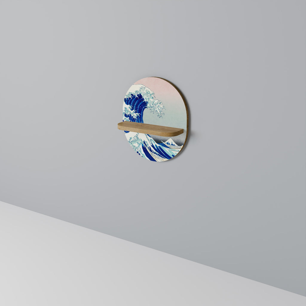 THE GREAT WAVE Prateleira Oval Decorativa em Efeito Carvalho