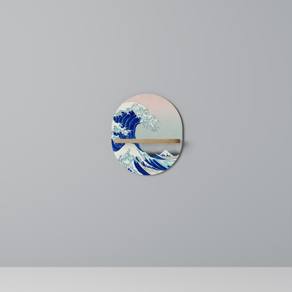 THE GREAT WAVE Prateleira Oval Decorativa em Efeito Carvalho