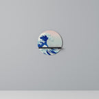 THE GREAT WAVE Round Art Shelf In Black Finish