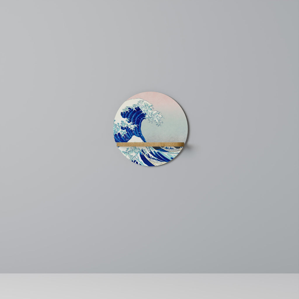 THE GREAT WAVE Prateleira Redonda Decorativa em Efeito Carvalho
