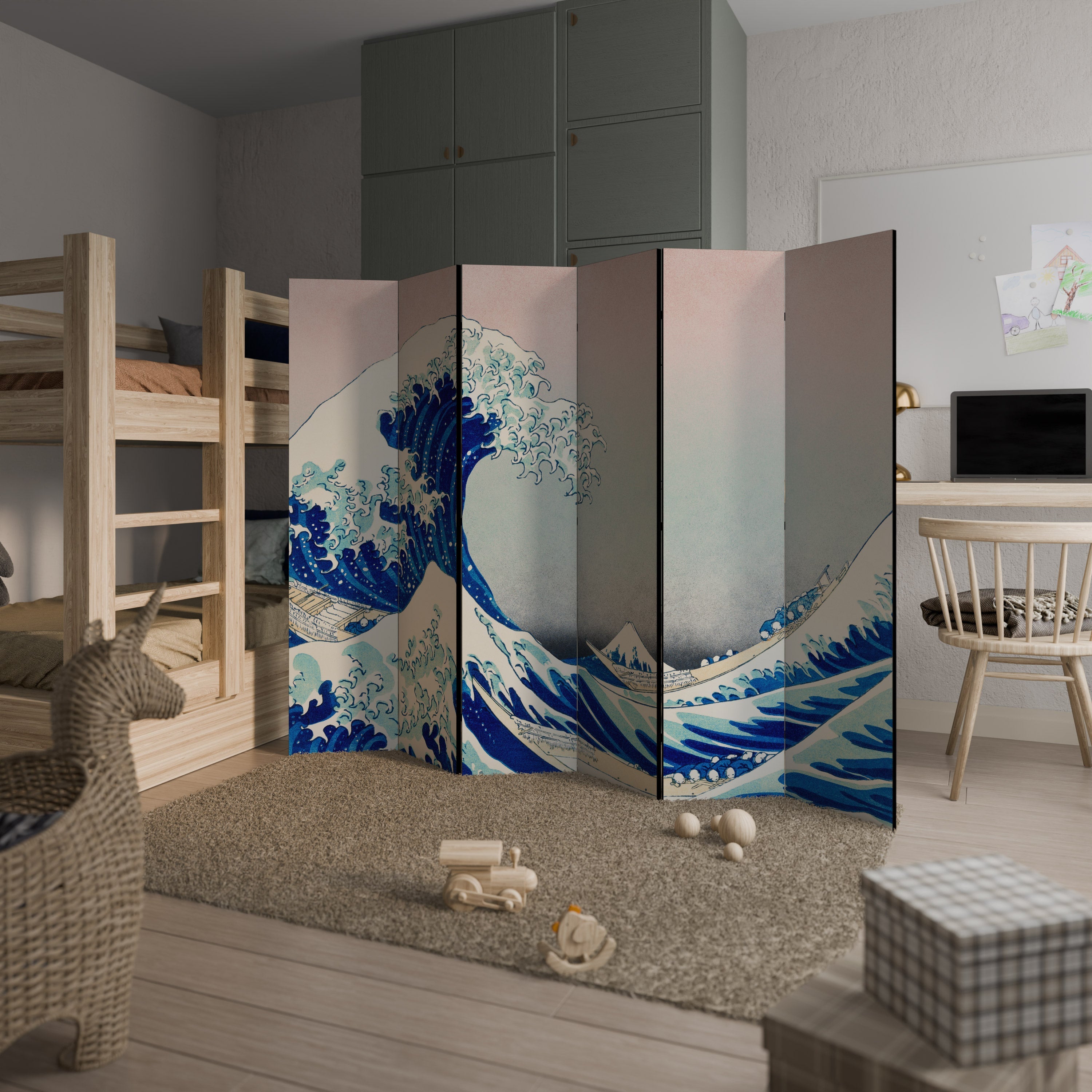 THE GREAT WAVE Biombo Decorativo de 6 Painéis