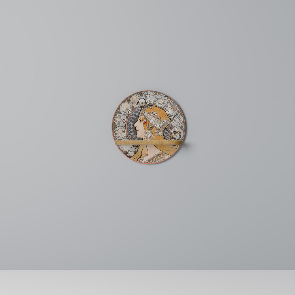 ZODIAQUE OR LA PLUME Prateleira Redonda Decorativa em Efeito Carvalho