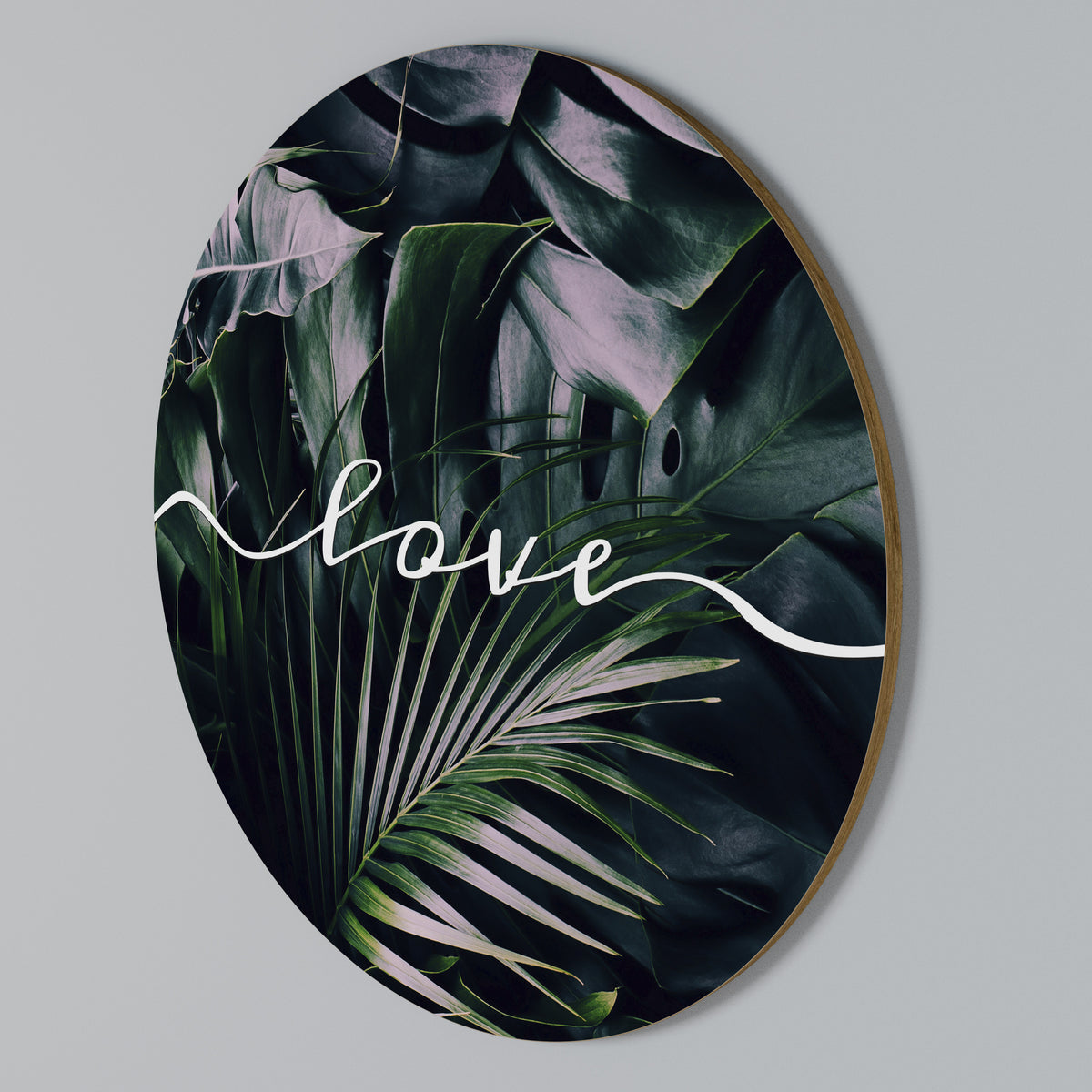 LOVE IN LEAVES Round Wall Art