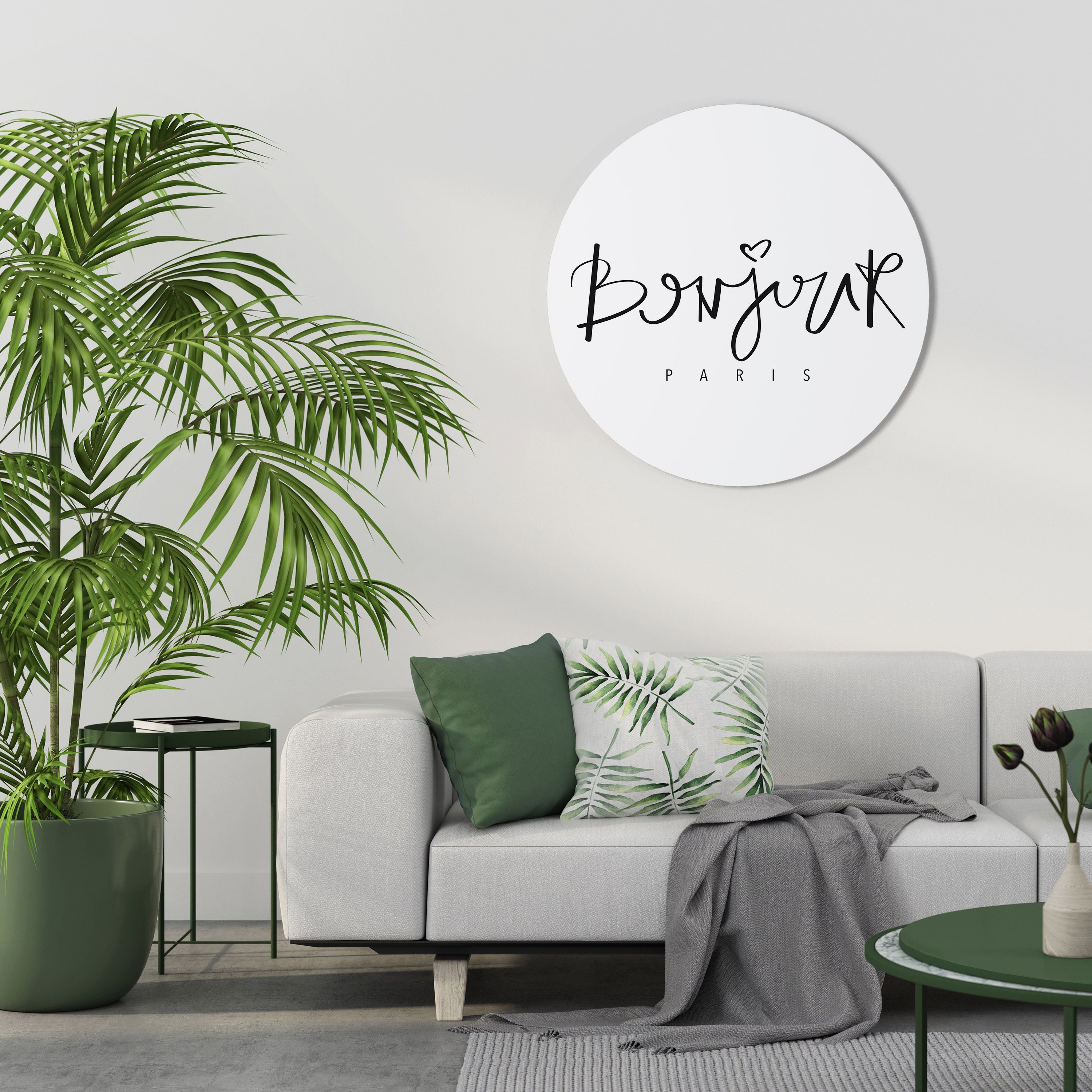 BONJOUR LOVE Round Wall Art