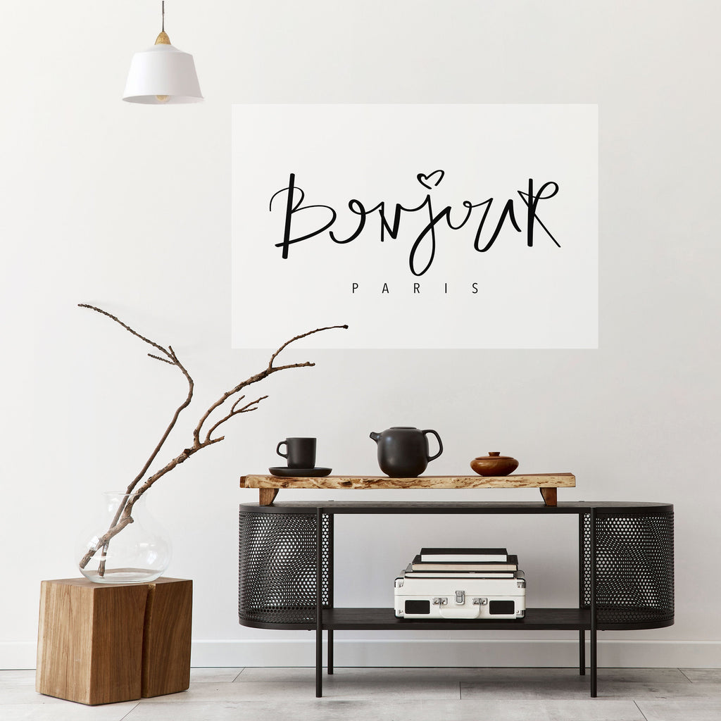BONJOUR LOVE Peel and Stick Horizontal Poster