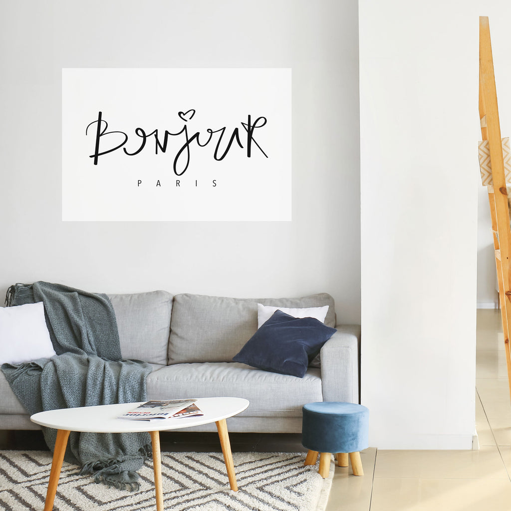 BONJOUR LOVE Peel and Stick Horizontal Poster