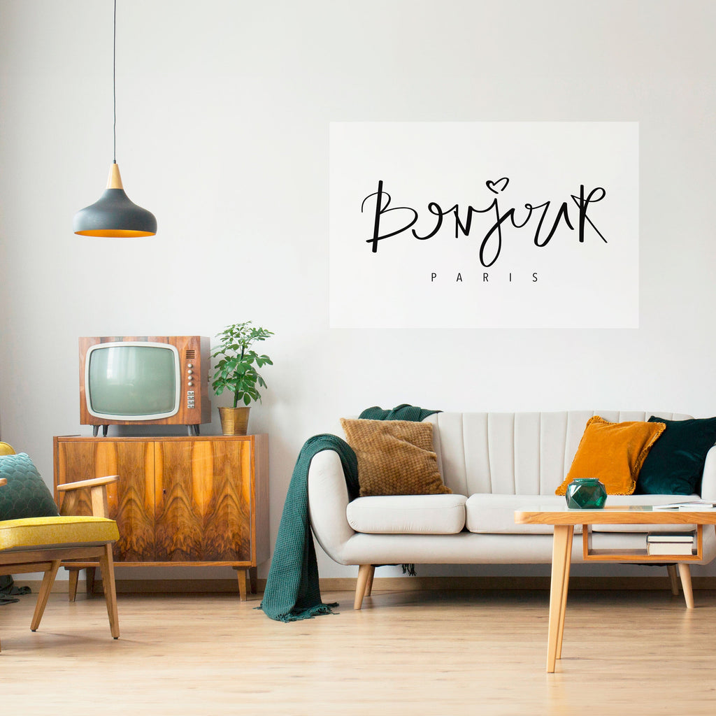 BONJOUR LOVE Peel and Stick Horizontal Poster