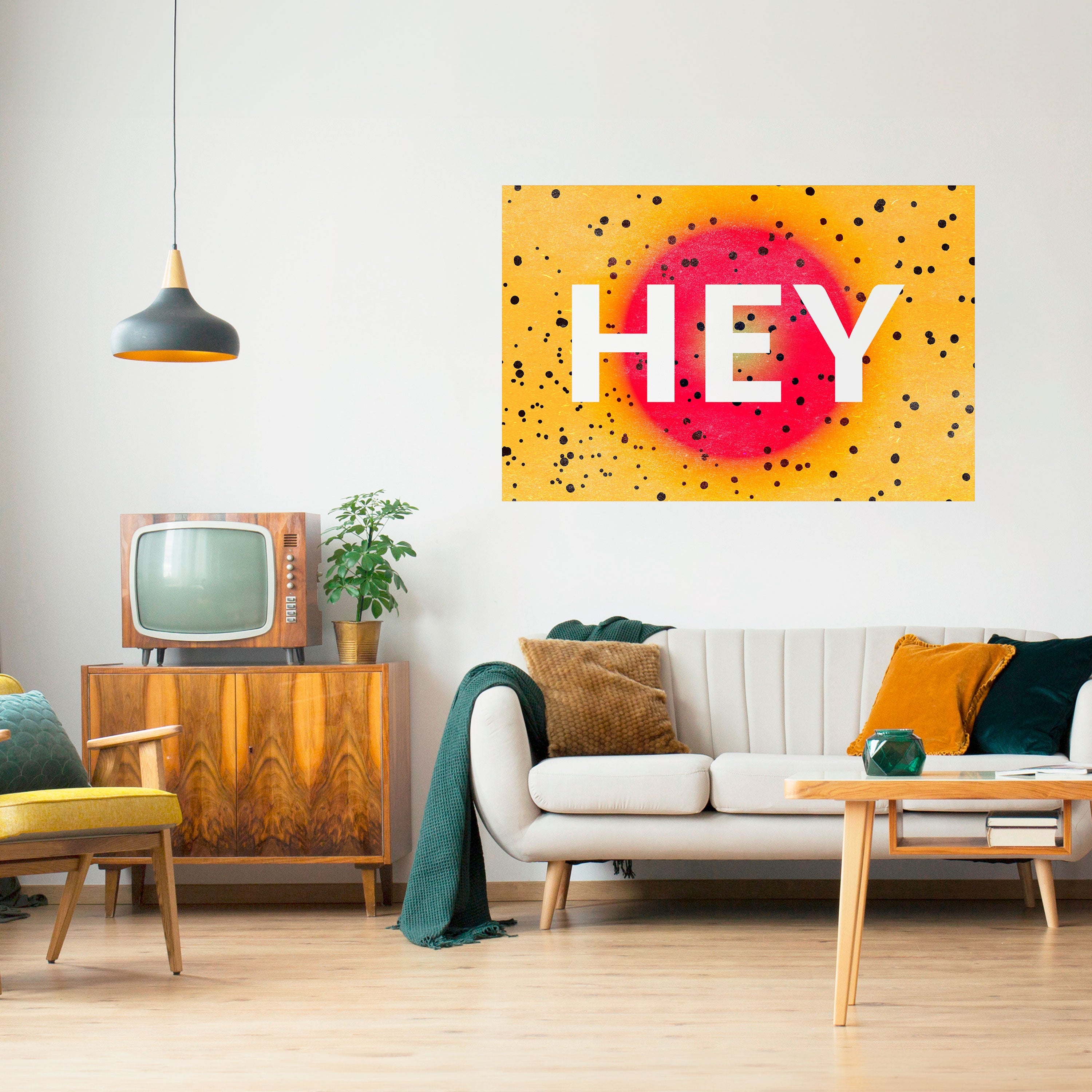 HEY THERE Peel and Stick Horizontal Poster