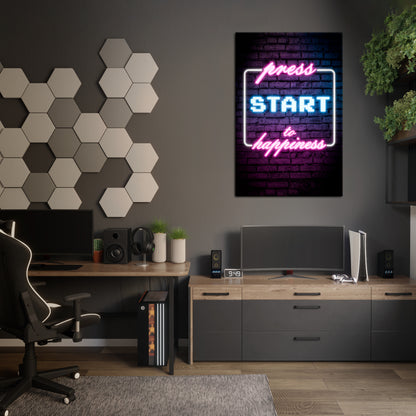 PRESS PLAY FOR JOY Quadro em tela vertical