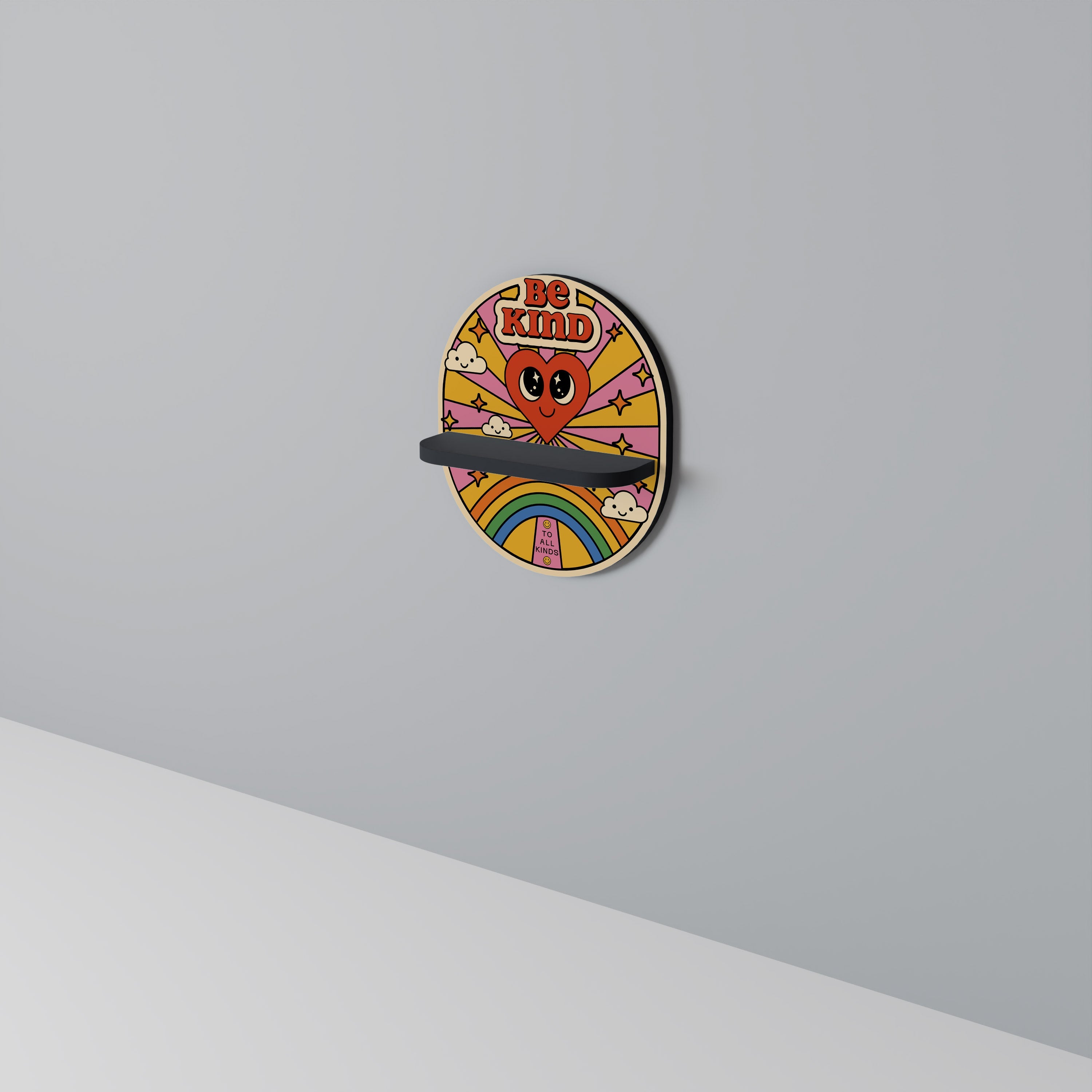 BE KIND Prateleira Oval Decorativa em Acabamento Preto